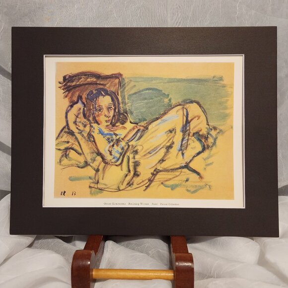 Reclining Woman - Oskar Kokuschka - Matted Print - Picture 1 of 6